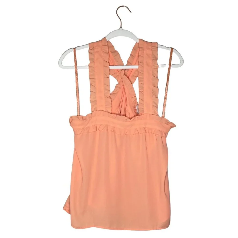 J. Crew Drapey Wrap Front Top Size 12 Coral Sleeveless Sleeveless Dressy Halter